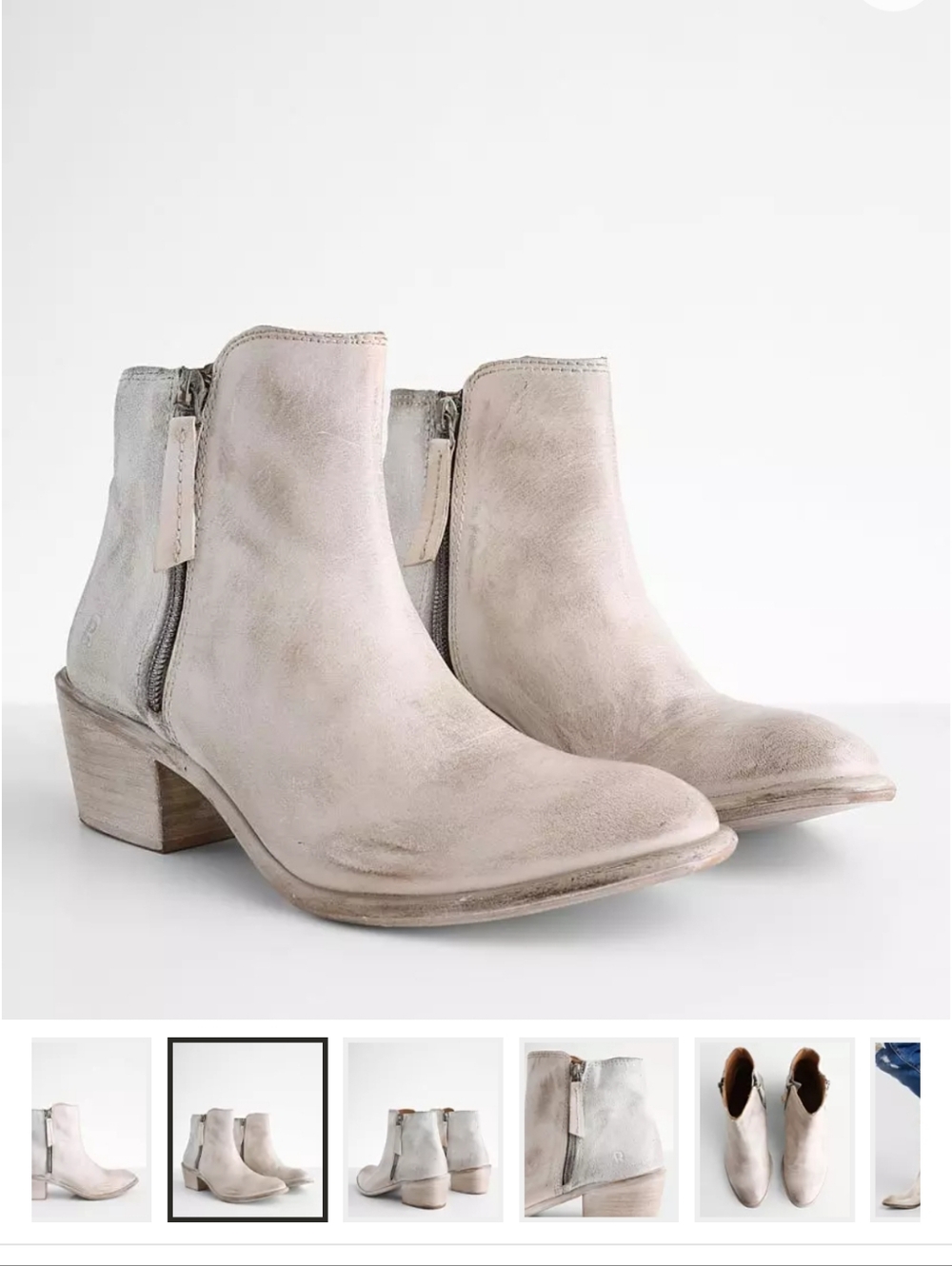 ROAN by Bed Stu "Liz" Distressed White Leather Booties - Size 8 EUC